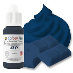 Colorant alimentaire à base d'huile Sugarflair Colourflex, bleu marine, colorant alimentaire liquide hautement concentré, colorant alimentaire pour crème au beurre, chocolat, pâte, fondant, glaçage et plus encore - 15 ml