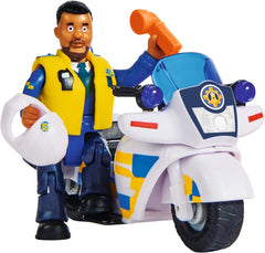 Simba 109251092 - Moto de police Sam le pompier, Avec figurine Malcolm, Avec accessoires, Saison 12, A partir de 3 ans Figurines Naty Shop