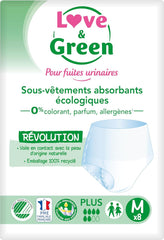 Sous-vêtement absorbant adulte hypoallergénique et écologique, taille M, 8 pièces