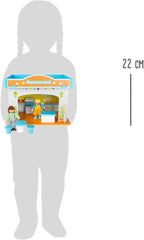 Small Foot 10852 Playhouse Restaurant En bois, Avec 2 figurines de poupée, accessoires et toit amovible, À partir de 3 ans Naty Shop Dollhouses