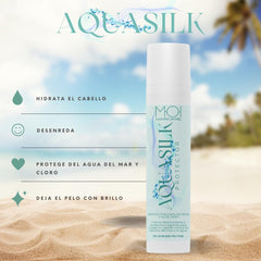AQUA SILK Crème Capillaire pour l'Été, Protège les Cheveux de la Mer et du Chlore, Soie et Aloe Vera, M-O-I Haircare | Masque capillaire Naty Shop 100 ml