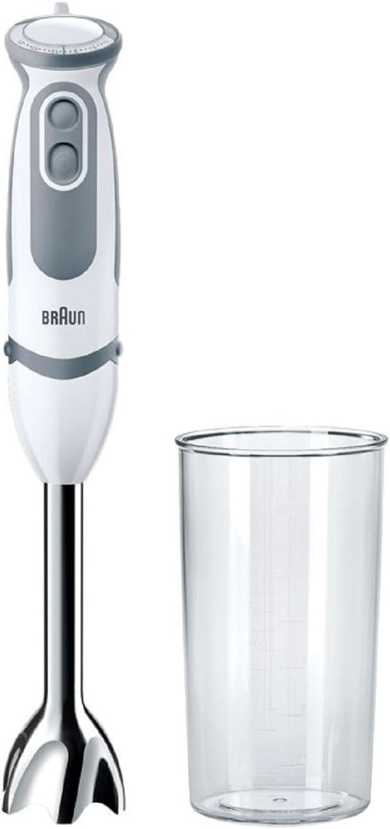 Braun Stabmixer MQ 5200WH - Multiquick 5 Vario Pürierstab Mit Edelstahl Mixfuß, 1000 Watt, Inkl. 600 Ml Mix- & Messbecher, Weiß/Grau Bucatarie Naty Shop Version 2019 – Mix- Messbecher