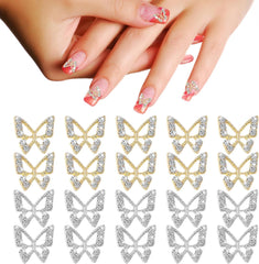 20pcs Charms à Ongles Papillon Paillettes, Strass Nail Art, Pierres à Ongles, Nail Art Papillon, Strass, Breloques à Ongles de la Saint-Valentin, Décoration de Étui de Téléphone Portable DIY
