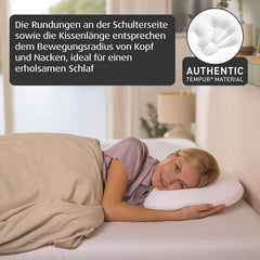 Pernă din spumă cu memorie TEMPUR Sonata, pernă ergonomică de susținere a gâtului pentru dormit pe spate și lateral, fermă, M (61 X 40 X 11 Cm) Perne standard Naty Shop