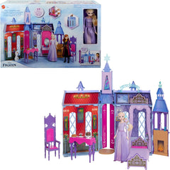 Mattel Disney Frozen - Maison de poupée Castle Arendelle (60 cm +) avec poupée Elsa, 4 aires de jeux et 15 meubles et accessoires Disney Frozen II, HLW61