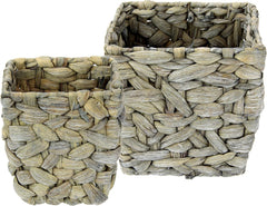 Ensemble de jardinières en jacinthe d'eau, pot de fleurs, conteneur, pot de fleurs, pot de fleurs, panier de plantes, pot de fleurs, bol, pot de fleurs décoratif, pot de fleurs décoratif tissé, pot de fleurs, vase, panier, pot de fleurs pour fleurs et plantes artificielles