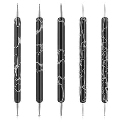 5 pièces d'outils de pointage de conception d'ongles, outil de travail de peinture, pointe de broche, outil de marbrage, outil de marbrage pour manucure de vernis à ongles, noir
