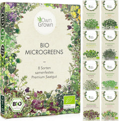 Microgreens Samen Set Von Owngrown - 8 Sorten BIO Sprossen Und MikrogrĂĽn Saatgut Im Microgreens Starter Set - Alfalfa, Rucola, Kresse FĂĽr Kresse Anzuchtschalen Uvm - Sprossen Samen
