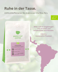 Café - Serena I 100% Arabica - entkoffeiniert I Kaffeebohnen 250g I Moka Kanne, Siebträger, Vollaautomat, Brühkaffee & French Press mit schokoladig, nutig, süßen Aroman I miltre Röstung