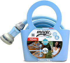 Magic Blue Tuyau d'arrosage extensible résistant aux nœuds et à la torsion de 10 mètres avec sac et buse de pulvérisation