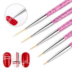 Sularpek Nail Art Liner Pinsel, 5 pièces Profi Detail Fine Nails Gel Nails Brush, Nagel Pinsel Dünn Für Beauty Frauen Nagelstudio (5 Größen, Rosa)