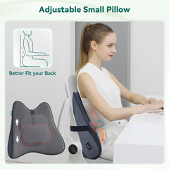 Snailax Oreiller de soutien lombaire ergonomique avec massage et chaleur, oreiller de dos Shiatsu en mousse à mémoire de forme, coussin de siège avec 3 intensités de massage | 2 niveaux de chaleur | 3 minuteries | position assise confortable