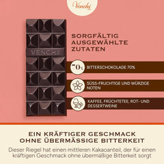 Venchi - Chocolat noir 70%, 78 g - Avec des mélanges de cacao sélectionnés - Sans gluten - Vegan