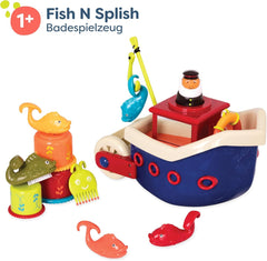 B. toys 13 pièces jouet de baignoire pour enfant avec bateau, gobelet empilable, poisson, jeu de pêche jouet pour enfant baignoire à partir de 1 an Jouets Bebe Naty Shop