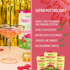 Fraises lyophilisées bio : 70g de fraises séchées pour smoothie bowls, muesli, porridge toppings - Baies lyophilisées sans sucre ajouté - Fraises lyophilisées - Fruits NutriPur Produits déshydratés Naty Shop