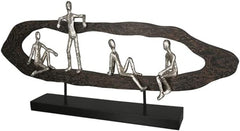 Casablanca design moderne Figurine Sculpture Déco GILDE - Best Friends - Hang Out Argent, bois/aluminium - largeur 75 cm Statuettes et sculptures Naty Shop
