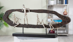 Casablanca design moderne Figurine Sculpture Déco GILDE - Best Friends - Hang Out Argent, bois/aluminium - largeur 75 cm Statuettes et sculptures Naty Shop