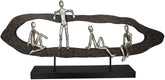 Casablanca design modern GILDE Deco Sculptura Figura - Best Friends - Hang Out Argint, lemn/aluminiu - lățime 75 cm Statuete si sculpturi Naty Shop Culori negru, argintiu Înălțime 35 cm