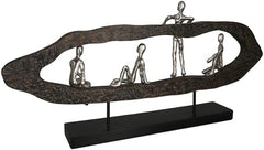 Casablanca design moderne Figurine Sculpture Déco GILDE - Best Friends - Hang Out Argent, bois/aluminium - largeur 75 cm Statuettes et sculptures Naty Shop