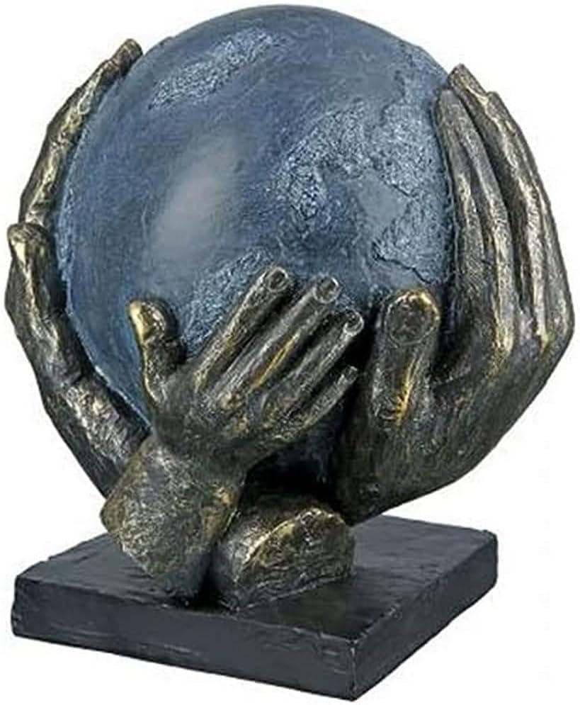Casablanca design moderne GILDE Déco Sculpture Figure Sauver le monde - Globe en mains - Hauteur 19 cm Statuettes et sculptures Naty Shop Bronze, gris, noir Hauteur 19 cm