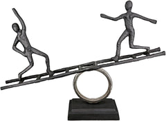 Casablanca grande sculpture décorative - sculpture ronde en bois aluminium couleur : argent naturel - décoration salon cadeau anniversaire hauteur 46 cm Statuettes et sculptures Naty Shop Anthracite, argent Hauteur 35 cm