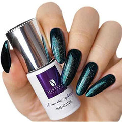 Mistero Milano Vernis à ongles UV pailleté – Vernis à ongles LED – Hybride pailleté – Couverture complète – 7 ml Into the Dark Night