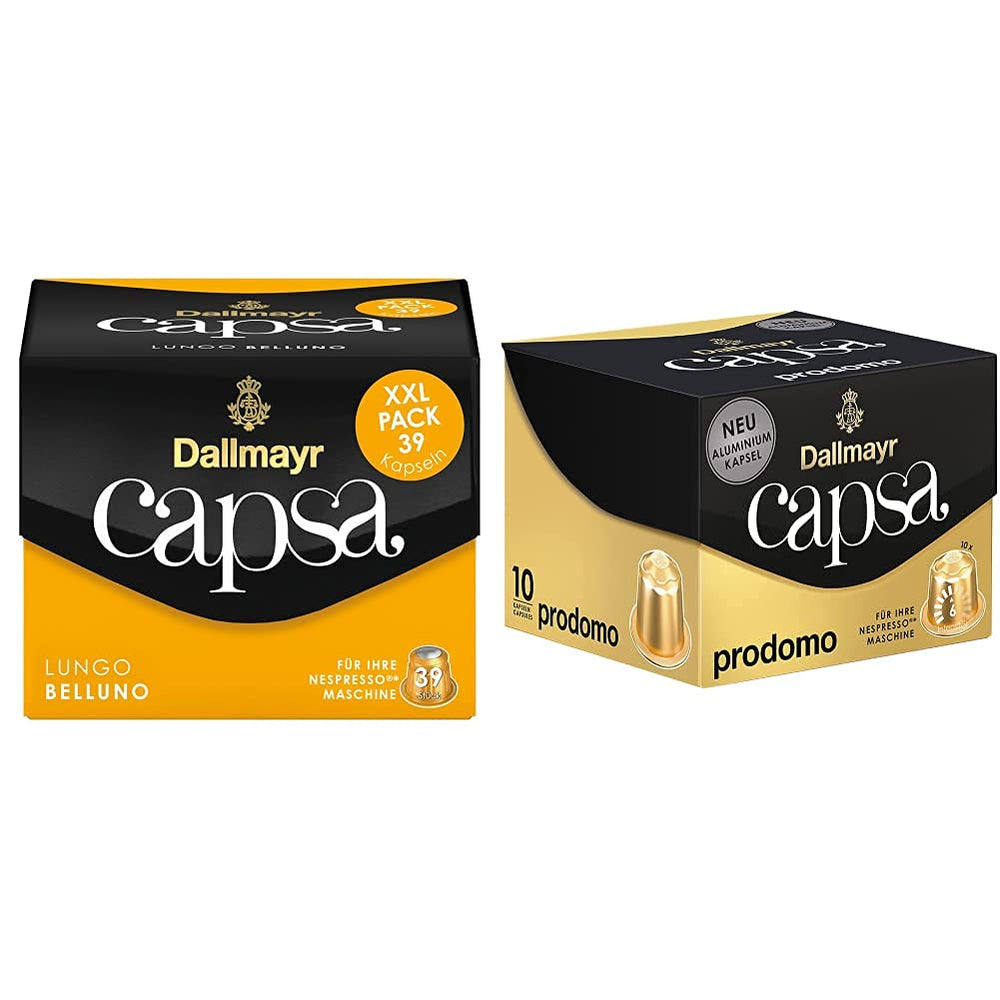Capsa Lungo Belluno XXL, 39 capsules compatibles Nespresso, 1er Pack (1 x 218 g) & Capsa prodomo, 56g