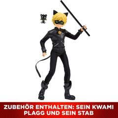 BANDAI - Miraculous Ladybug - Poupée mannequin 26 cm - Motan Noir - Sous licence officielle Miraculous - Poupée articulée Motan Noir - Jouet pour 4 ans et plus - P50002