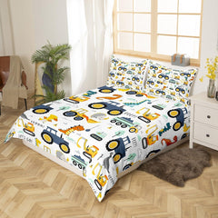 Jungen Cartoon Car Literie Set 135X200,Kinder Bau Fahrzeuge Tröster Abdeckung Für Kind Kleinkind Teens,Dinosaurier Bettbezug,Traktor Maschinerie Bagger Bettdecke Abdeckung,Lkw Autos Bettdecke Naty Shop