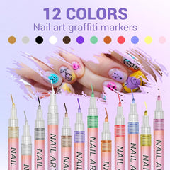 12 couleurs 3D Nagellack Stift Set, Nail Art Pen Nagellackstifte Nageldesign pour DIY Nail Art, Beauty Schönheit, Maniküre Werkzeuge, Zuhause Und Den Nagel-Diy Nageldesign Zubehör