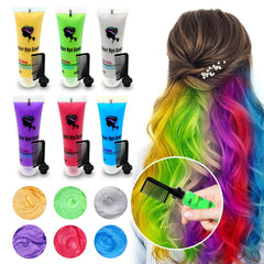 Byhoo 6PCS Teinture capillaire temporaire pour cheveux noirs, craie pour cheveux, teinture capillaire lavable, idée cadeau pour les filles, cadeau d'anniversaire pour les adolescentes. Teinture capillaire Naty Shop 01