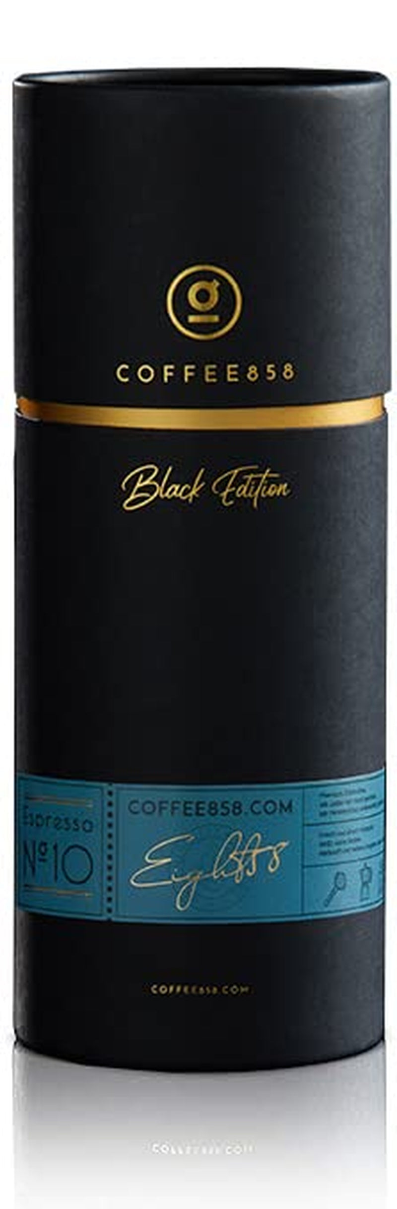 Espresso Nr. 10 de la Coffee858 - Amestec de espresso puternic și picant, format din 70% boabe Arabica din Brazilia și 30% Robusta - Ambalaj de înaltă calitate (320g) - Cadou original