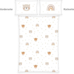 Herding Babybest Little Friends Winterbettwäsche, Kopfkissenbezug 40 X 60 Cm Mit Hoteleinschlag, Bettbezug 100 X 135Cm, Mit Reißverschluss, 100% Baumwolle/Flanell, Weiß, Twin Naty Shop