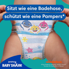 Scutece de înot de unică folosință Pampers Splashers Baby Shark Limited Edition 4-5, 11, 9kg-15kg, pentru protecție sigură în apă