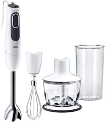 Braun Multiquick 3 MQ 3135 Mélangeur à sauce – Pürierstab Mit 11 Geschwindigkeiten plus Turbo-Stufe & Edelstahl-Mixfuß, 750 Watt, Inkl. 600 ml Mix-/Messbecher, Schneebesen & Zerkleinerer, Weiß/Grau Kitchen Naty Shop Single Mq 3135 - 3 en 1