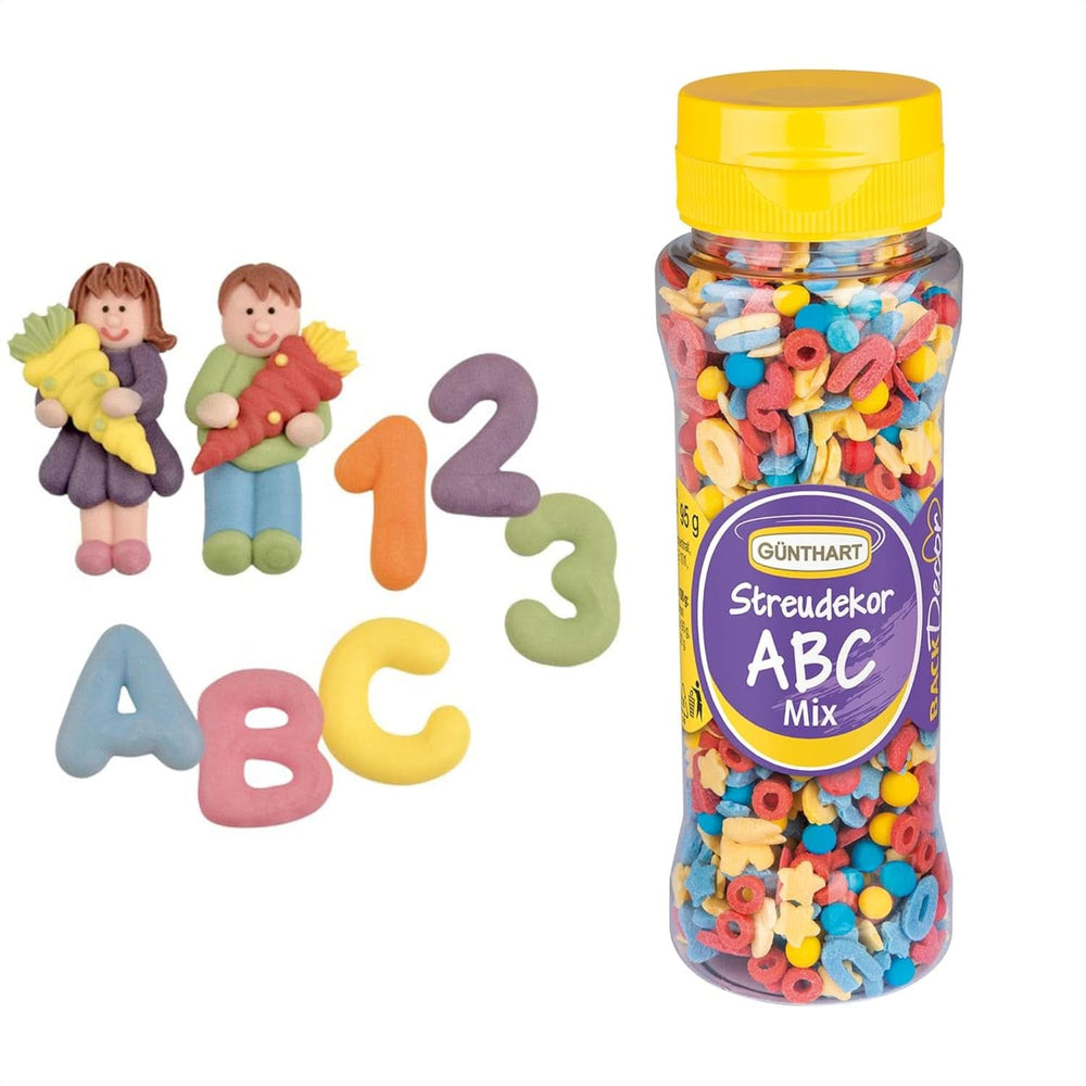 Günthart, 8 figurines en sucre pour la rentrée scolaire et les lettres, 115 grammes Sprinkles Naty Shop