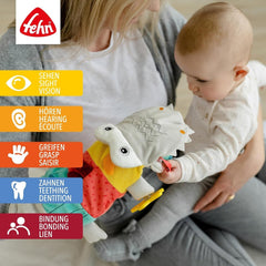 Fehn păpușă de mână pentru bebeluși crocodil - jucărie de pluș cu zornăitor, hârtie care foșnește, teether și squeaker - păpușă de mână pentru bebeluși - jucărie care pocnește pentru bebeluși și copii mici de la 6+ luni Jucarii Bebe Naty Shop