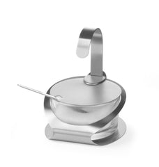 Bol à fromage/sucre HENDI avec récipient en verre et cuillère en acier inoxydable, récipient en verre, ø130, x(H)90mm, acier inoxydable 18/0