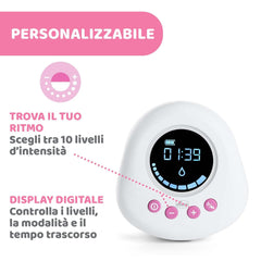 Pompă electrică pentru sân Chicco cu faze de stimulare și extracție, 10 niveluri de intensitate, confortabilă și rapidă, formă ergonomică, cu tetina înclinată și capac etanș, alb, 150 ml Accesorii Hrana si Alaptare Bebe Naty Shop