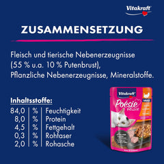 Vitakraft Poésie Délice, nourriture humide pour chat, nourriture pour chat en sauce, à la dinde, en vrac, sans sucre ni céréales ajoutés (23 x 85g)