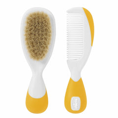 Chicco Ensemble brosse à cheveux et peigne pour bébé, brosse pour bébé avec poils naturels doux, peigne à pointe ronde, poignée antidérapante, cadeau de fête pour bébé - Fournitures pour nouveau-nés à partir de 0 mois - Bain et soins de la peau Naty Shop
