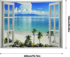 Tapisserie tapis fenêtre esthétique polyester grande plage Maison - Accessoires et Décorations Naty Shop
