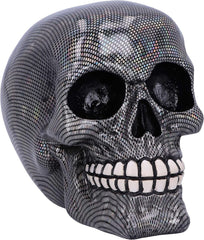 Crâne en résille argenté holographique Ornement de crâne en résille holographique argenté Argent 16,5 cm Statuettes et sculptures Naty Shop Titre par défaut