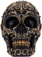 Crâne Renaissance, 19 cm, résine, noir et or, motif baroque doré, ornement crâne noir, décoration gothique, coulé dans la meilleure résine synthétique, peint à la main par des experts Statuettes et sculptures Naty Shop