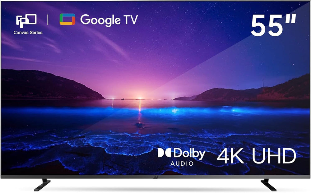 Google TV 4K UHD 139,7 cm (55") avec Google Play et Google Cast intégrés, HDR 10, Dolby Vision, Dolby Atmos, Memc, commande vocale, noir, 4K, 139,7 cm (55")