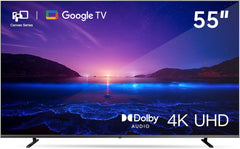 Google TV 4K UHD 139,7 cm (55") avec Google Play et Google Cast intégrés, HDR 10, Dolby Vision, Dolby Atmos, Memc, commande vocale, noir, 4K, 139,7 cm (55")
