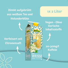 Pfanner Ceai rece cu lămâie albă și flori de soc – 2 L Tetra Pak - Ceai preparat direct cu suc de lămâie (pachet cu 6)