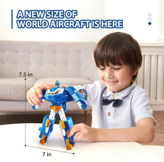 Super Wings Robot Transformateur Mini Avion du Monde 2 en 1 avec Effets Lumineux et Sonores Jouet Transformateur pour Filles et Garçons de 3 Ans Figurines Bleues Naty Shop