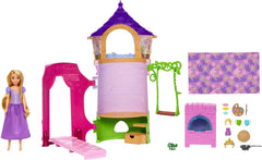 Disney Princess HMV99 - Poupée Raiponce mobile et tour de jeu avec du plaisir tout autour, 6 aires de jeux et 15 accessoires, inspirés du film Disney, jouets pour poupées de 3 ans Naty Shop Dolls Rapunzel's Tower