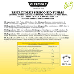 - Weiße Maisnudeln aus italienische Bio-Mais, sans gluten, Fusilli-Format - glutenfreie Nudeln, 100% Bio-Weißmehl, vegan, Packung mit 3 Packungen à 350 g